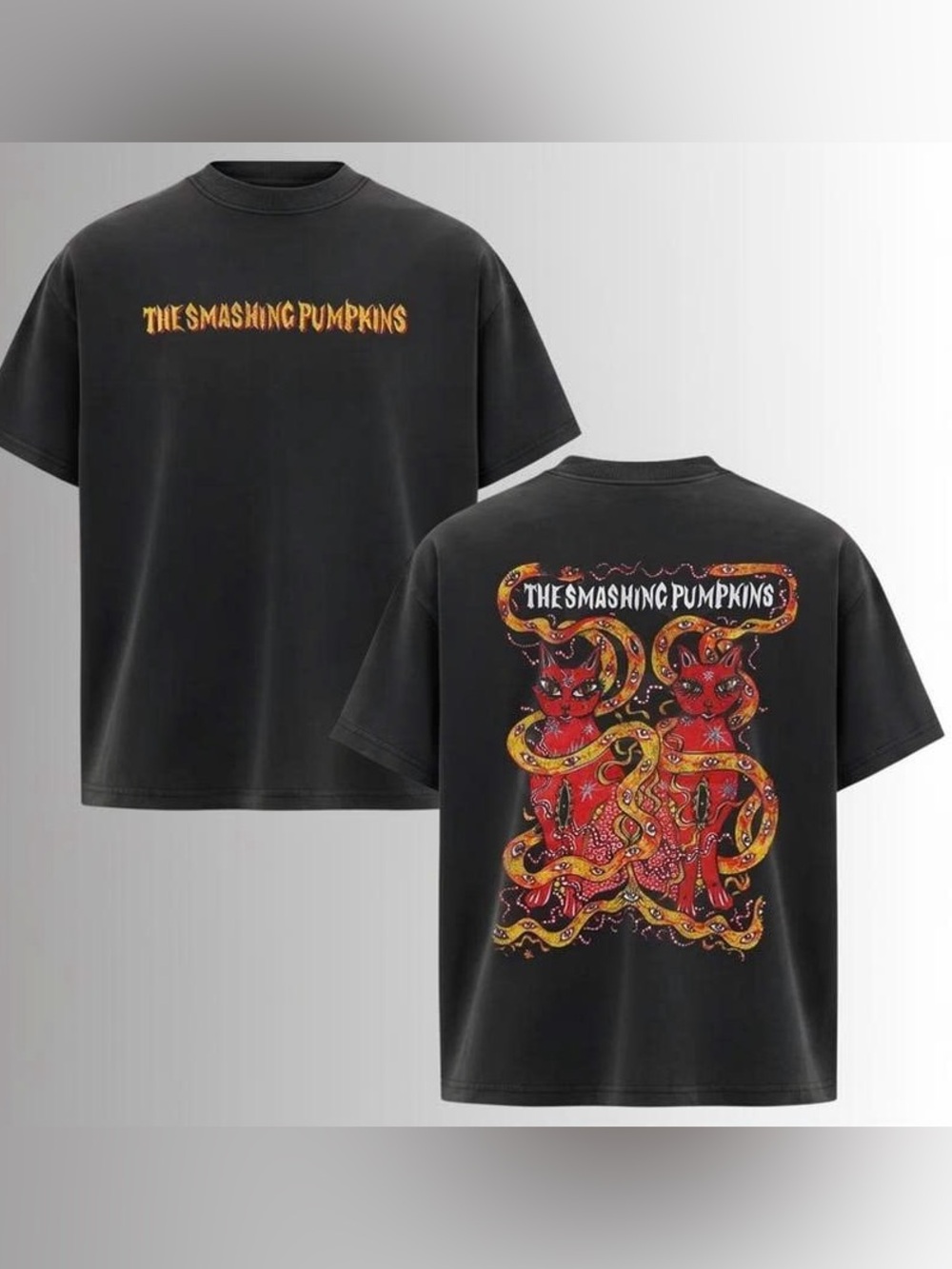 The Smashing Pumpkins Vintage Rock Band Graphic Tee, Gothic Cat Shirt